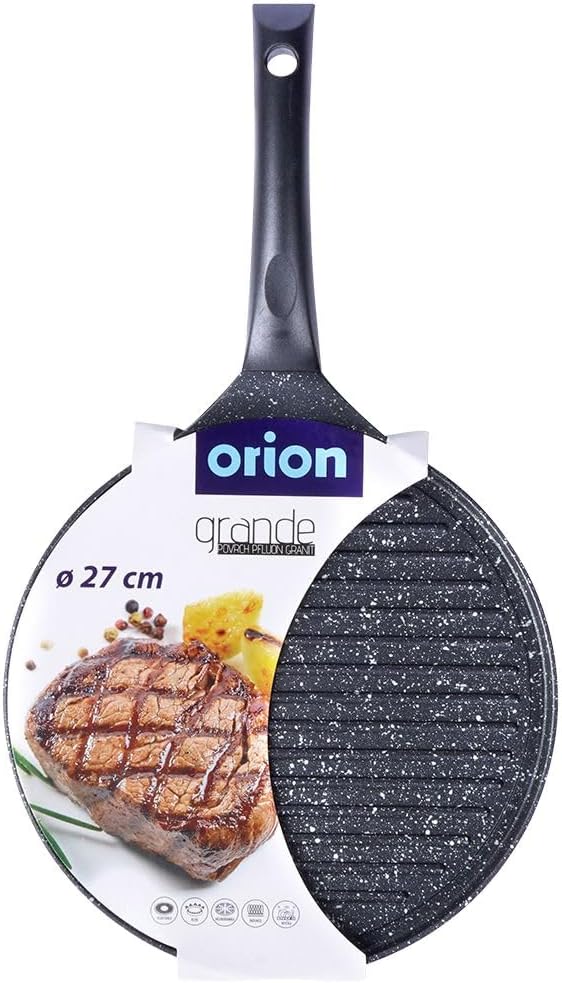 orion group Grillpfanne Grill Pfanne Aluminiumguss Antihaftbeschichtete für Gas Induktion Ø 27 cm GR