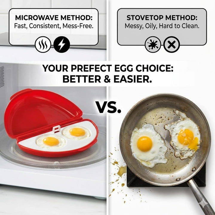 Mikrowellen Eierkocher 2-in-1, Eierkocher Mikrowelle mit Pochierte Eier Form,Vielseitiger Egg Poache