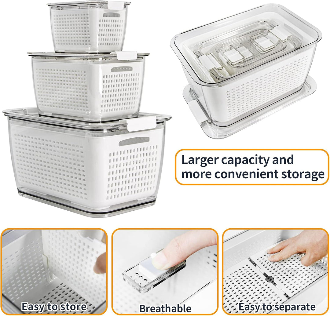 Spesh Frischhaltedosen Set Kühlschrank Organizer Wiederverwendbar Vorratsdosen 3er-Set (0,5L+1,7L+4,
