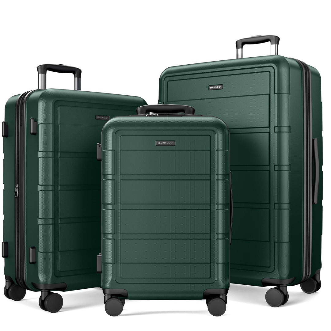 SHOWKOO Kofferset 3 Teilig Hartschale Leicht ABS+PC Erweiterbar Reisekoffer Haltbar Trolley Handgepä