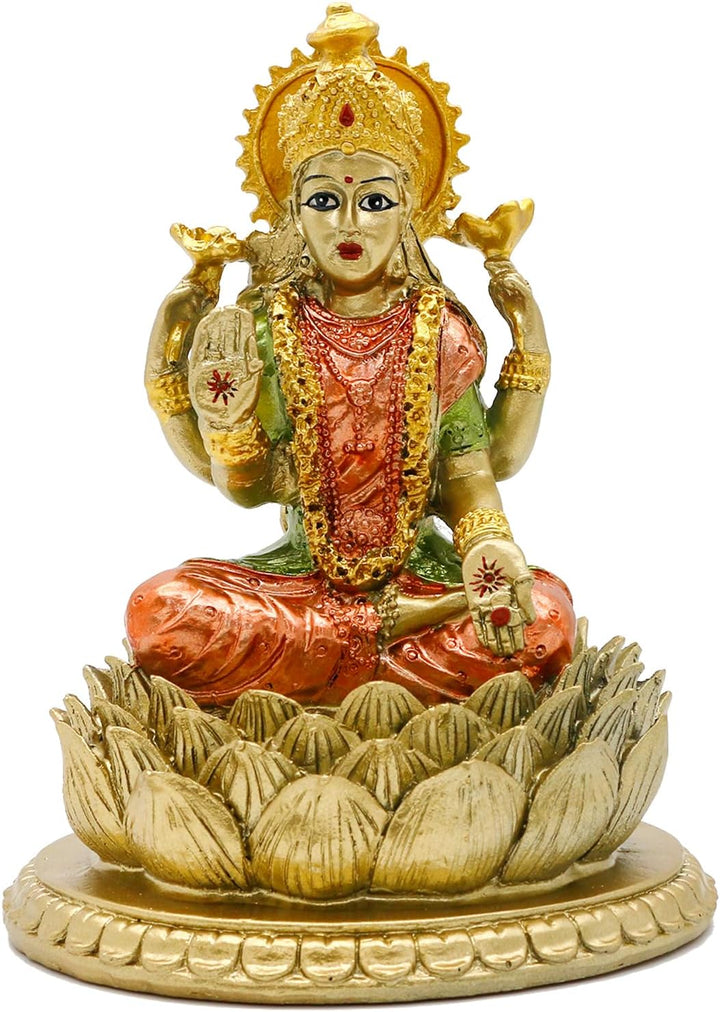 Hindu-Göttin Laxmi Lotus-Skulptur - Indischer Gott Lord Lakshmi Puja Statue - Indien Murti Idol Figu