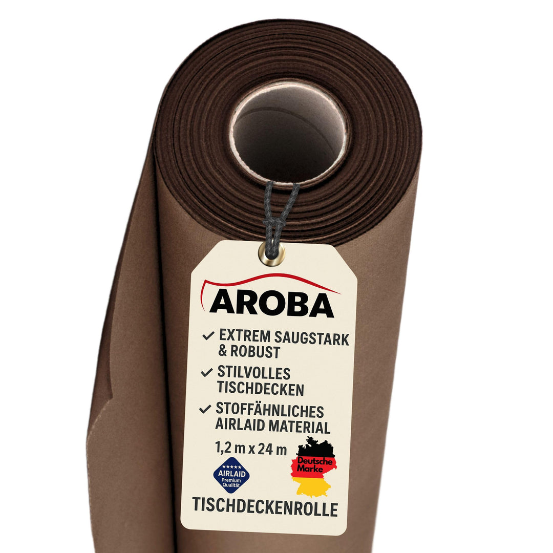 AROBA 1x Airlaid Tischdeckenrolle (Braun, 1,2 m x 24 m) - Stoffähnliche Tischdecke - Hochwertige Tis