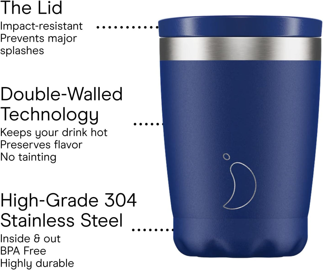 Chilly's Original Kaffeebecher - Reise-Thermo-Tasse für kalte und heisse Getränke - Mehrwegbecher mi