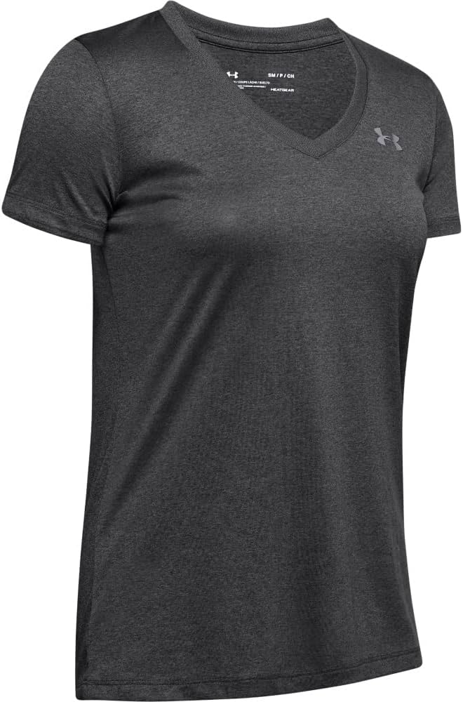 Under Armour Damen Fitness T-Shirt und Tank Tech Short Sleeve Solid XS Carbon Heather, XS Carbon Hea