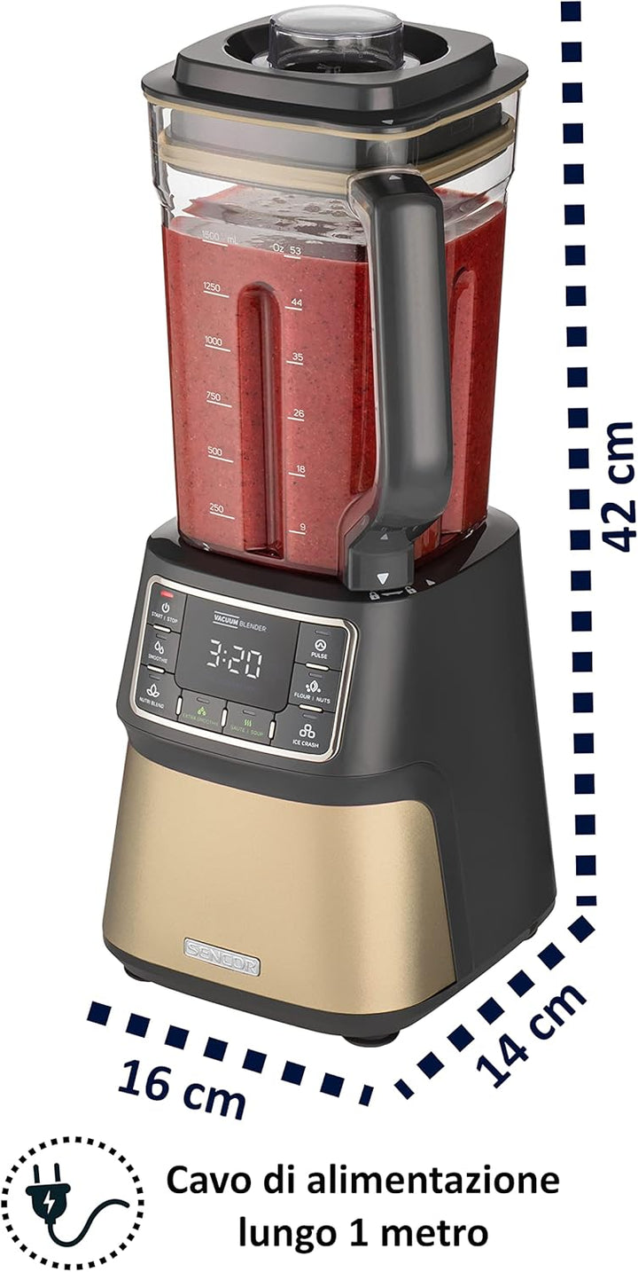 SENCOR SBU 7877CH Automatischer Vakuum-Super-Mixer, 1500 Watt, Smoothie, 7 Programme, Champagne