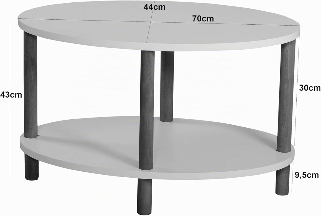 [en.casa] Couchtisch Højreby mit unterer Ablage Wohnzimmertisch Kaffeetisch 43 x 70 x 44 cm Sofatisc