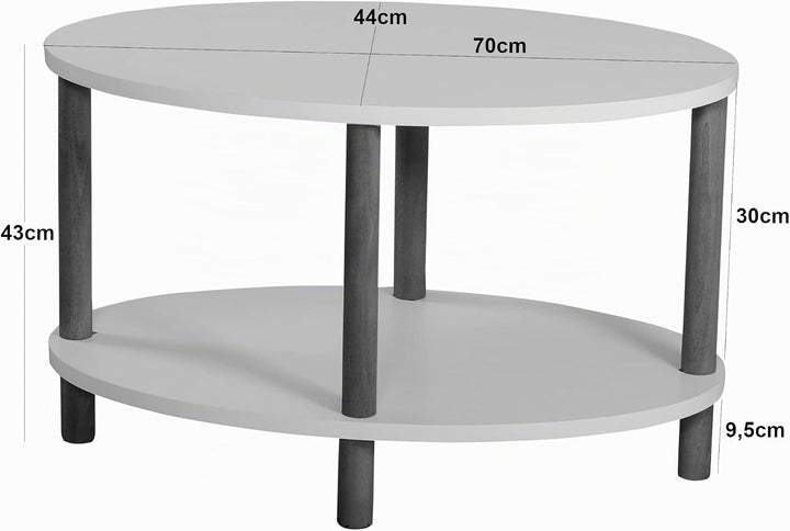 [en.casa] Couchtisch Højreby mit unterer Ablage Wohnzimmertisch Kaffeetisch 43 x 70 x 44 cm Sofatisc