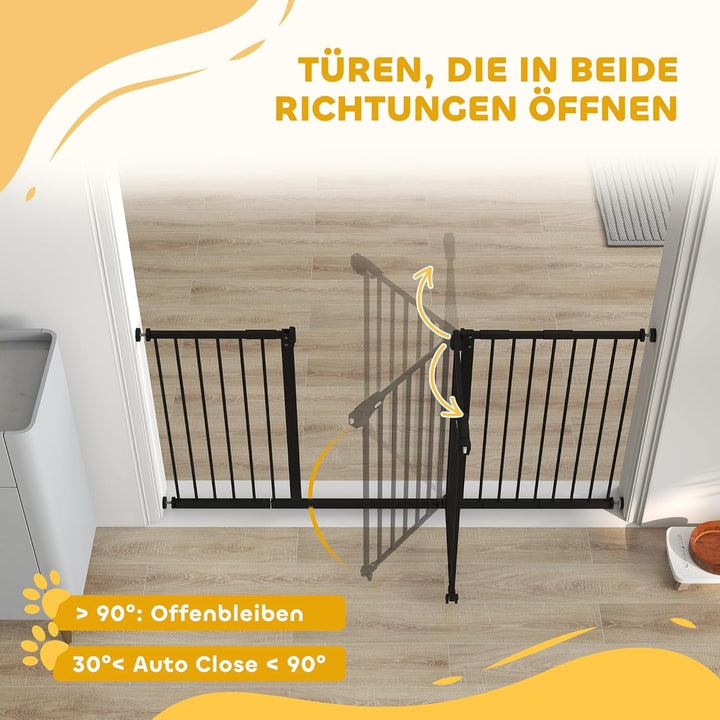 PawHut Türschutzgitter Hunde, Absperrgitter, 74-147,5 cm, Treppenschutzgitter für Haustier, Hundegit