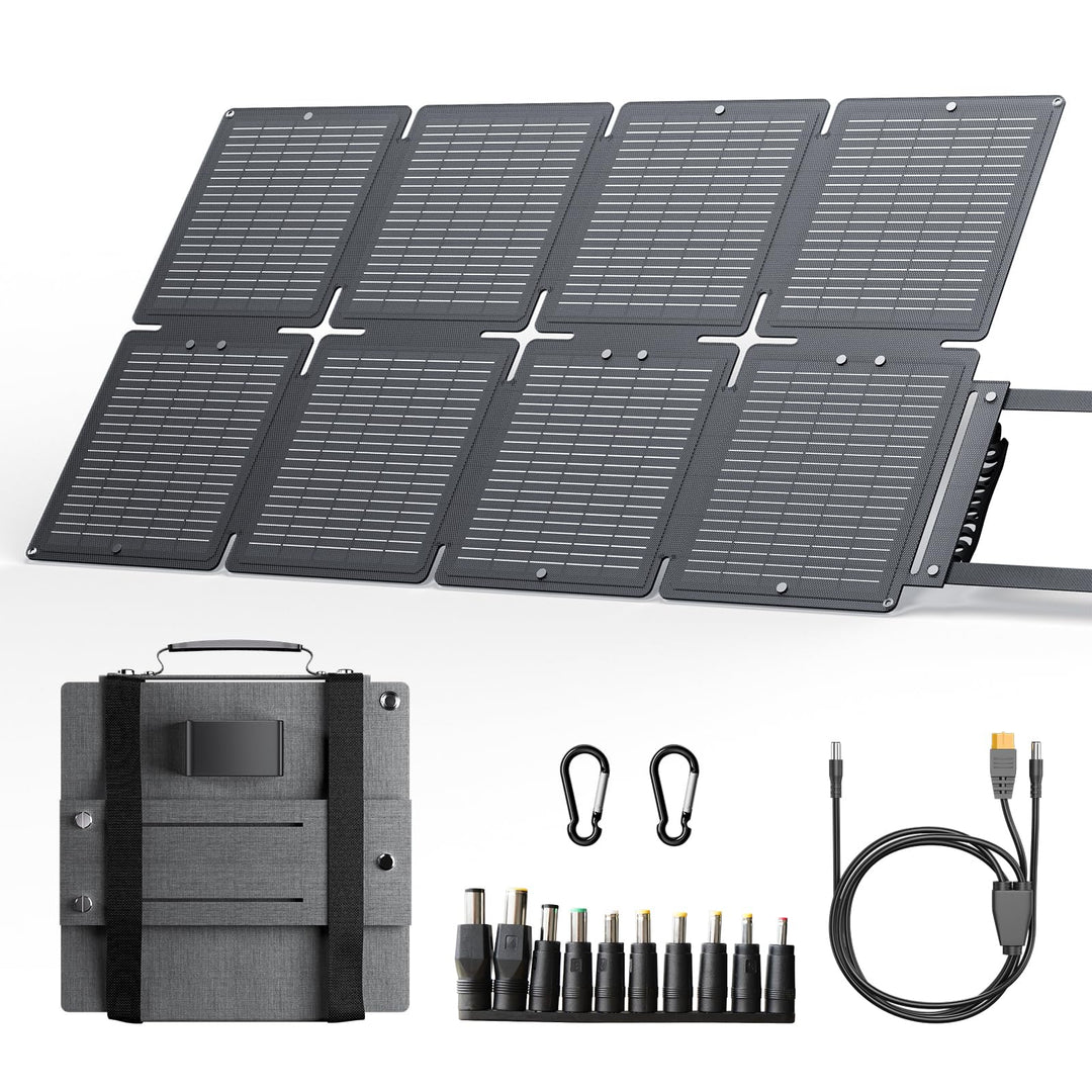 60W Solarpanel Faltbar, Tragbares Outdoor Solar Ladegerät IP67 Wasserdichtes mit 3 Anschlüsse (USB-C