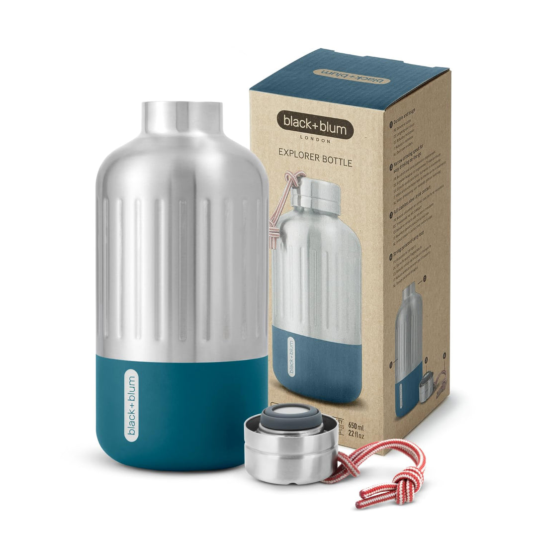 black+blum Explorer Isolierflasche, klein, ozean, 650 ml 650 ML Ozean, 650 ML Ozean