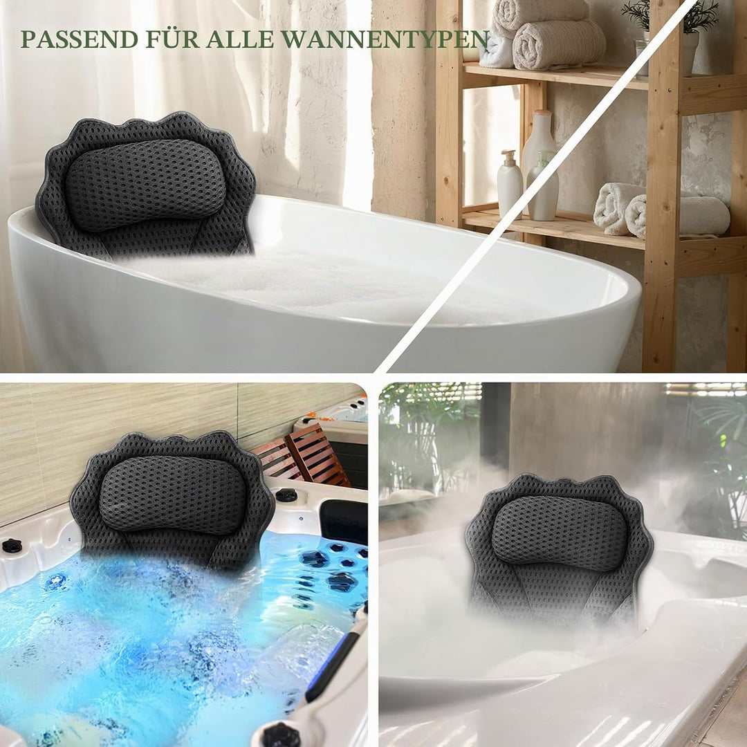Badewannenkissen RUVINCE Ergonomisches Luxus-Badewannenkissen mit Kopf-, Nacken-, Schulter- und Rück