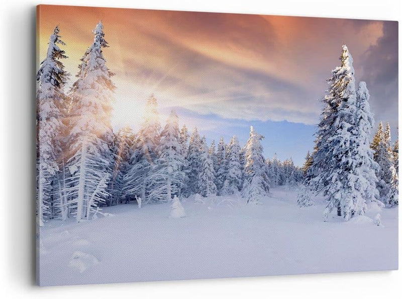 Bilder auf Leinwand 100x70cm Leinwandbild Abenteuer alpen winter schnee Gross Wanddeko Bild Schlafzi