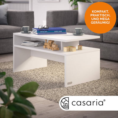 Casaria® Couchtisch mit Ablage Stauraum 92x51x48 cm Kratzfest Holz 50 kg Belastbarkeit Modern Gross