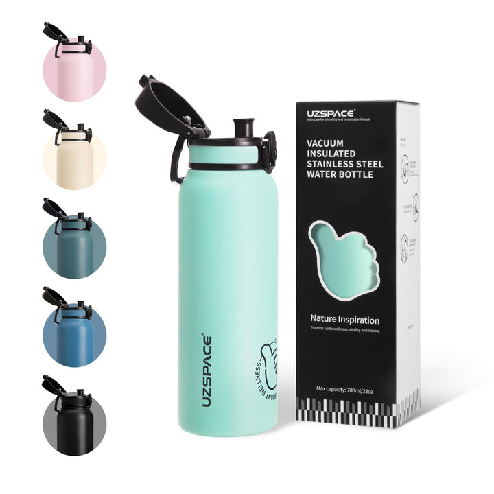 UZSPACE Thermosflasche Kinder 700ml, Isolierte Edelstahl Trinkflasche mit 1-Klick-Öffnung, 100% Ausl