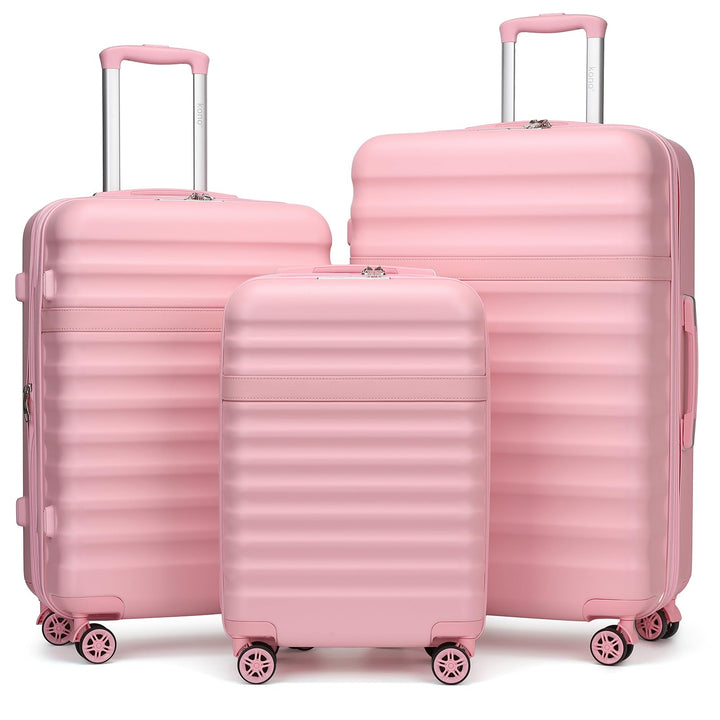 KONO Koffer Trolley Kofferset 3 Teilig Reisekoffer von ABS+PC Hartschalenkoffer mit 4 Rollen TSA Sch