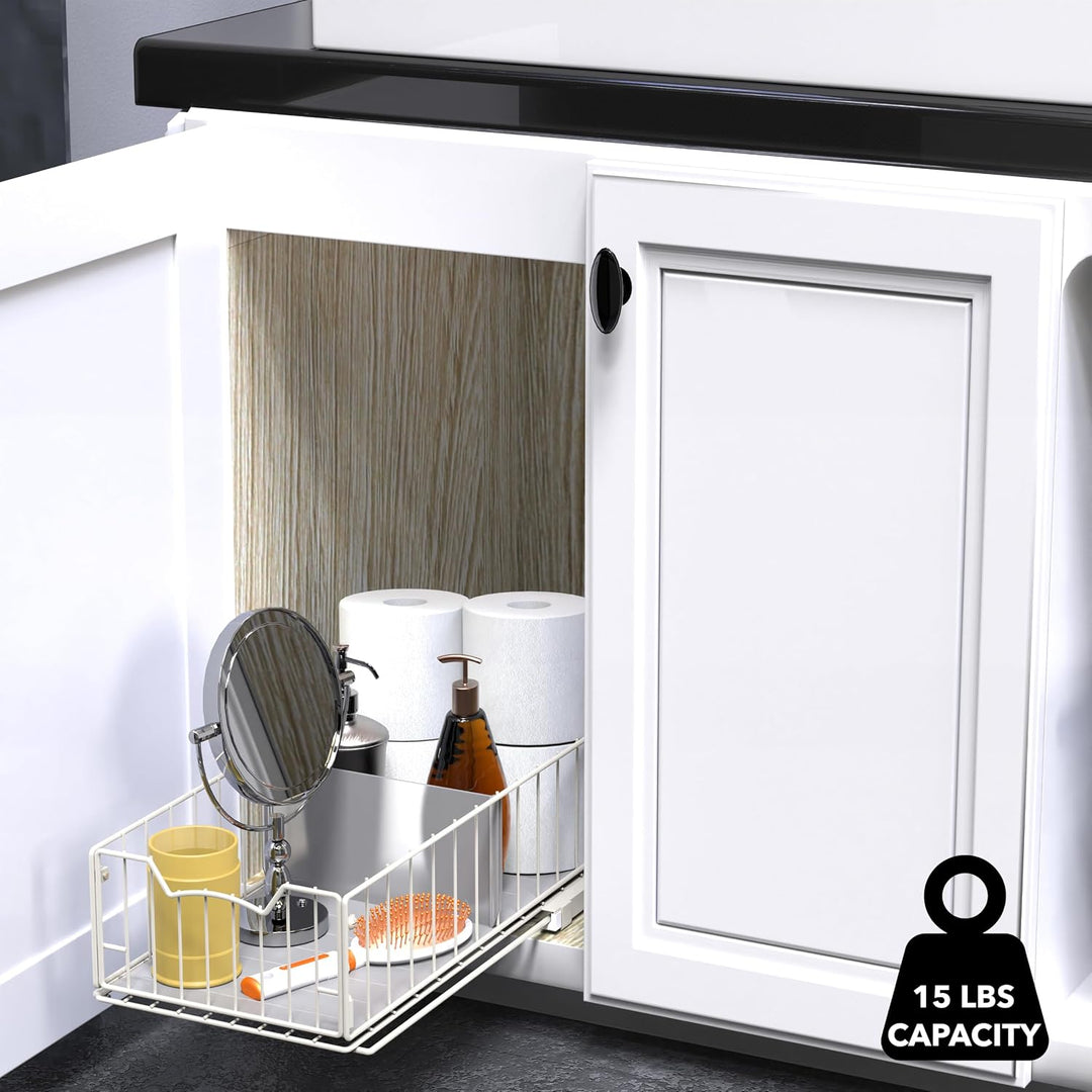 Simple Houseware Ausziehbarer Schrank-Schiebekorb, Weiss Weiss/Opulenter Garten, Weiss/Opulenter Gar