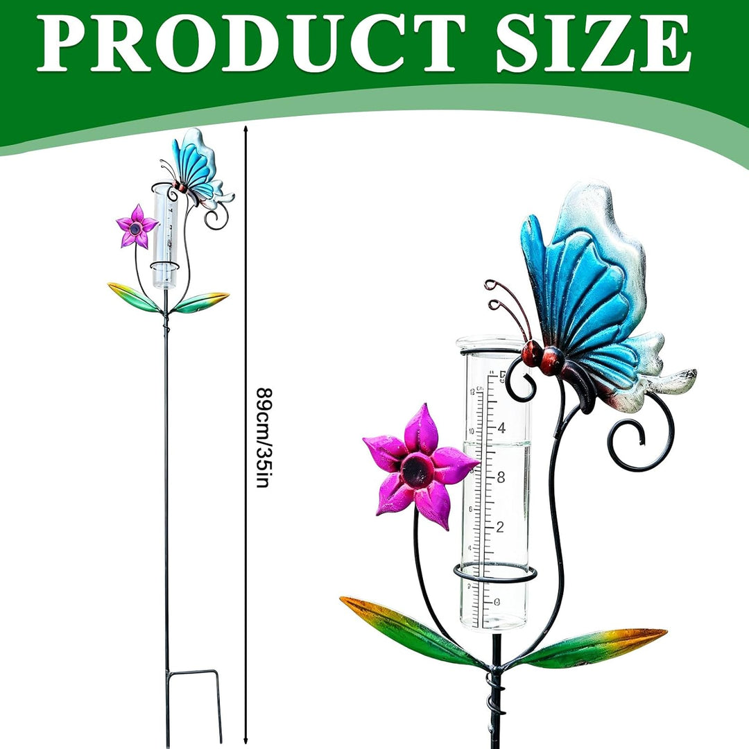 Regenmesser für Garten, Gartendeko Regenmesser Frostsicher, 89cm Gartenstecker Regenmesser, Niedersc