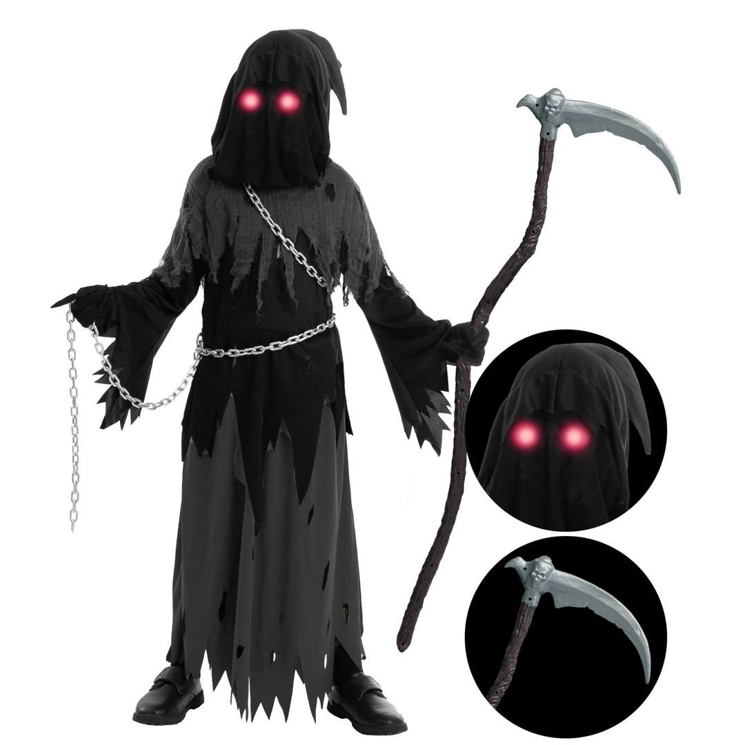 Spooktacular Creations Sensenmann Kostüm für Kinder Sensenmann Halloween Kostüm Jungen Grim Reaper B