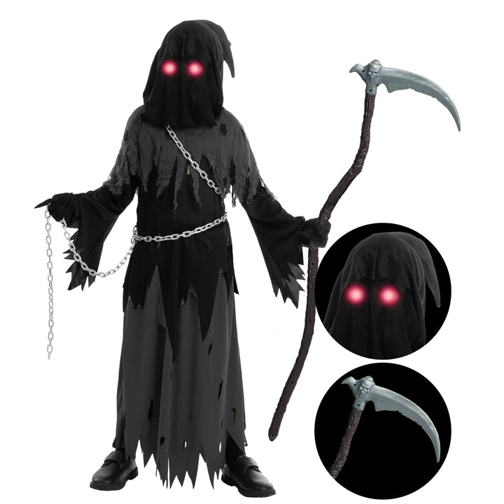 Spooktacular Creations Sensenmann Kostüm für Kinder Sensenmann Halloween Kostüm Jungen Grim Reaper B