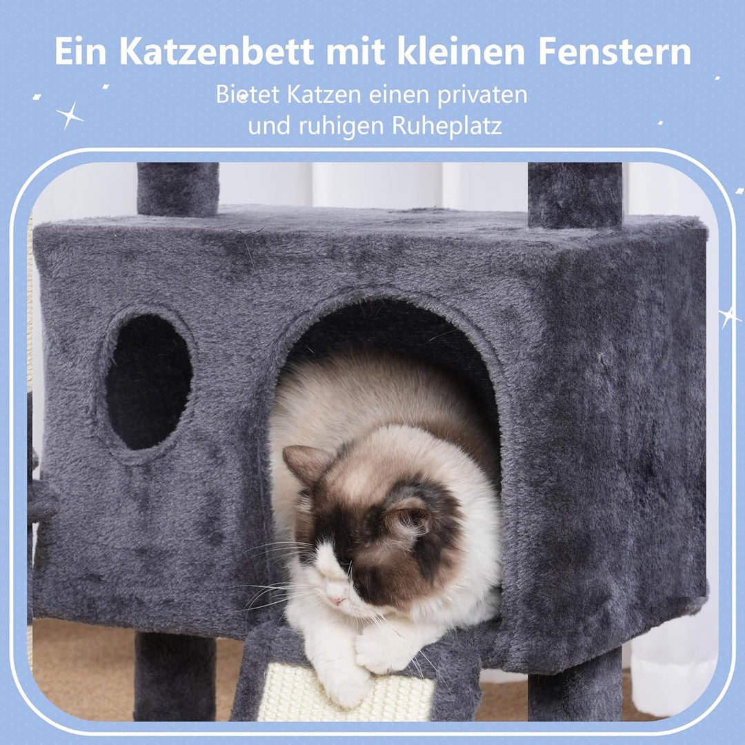 Hey-brother Kratzbaum, 105 cm Klein stabil Katzenbaum mit abnehmbaren Spielzeugen, Höhle, 1 Plattfor