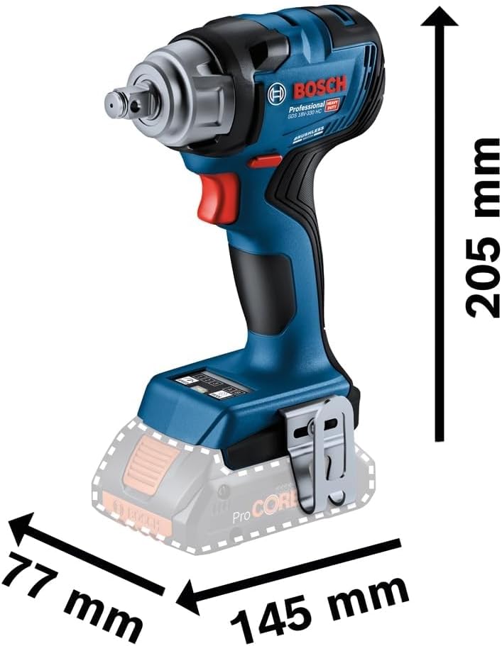 Bosch Professional 18V System Akku-Drehschlagschrauber GDS 18V-330 HC (330 Nm Anziehmoment und 560 N