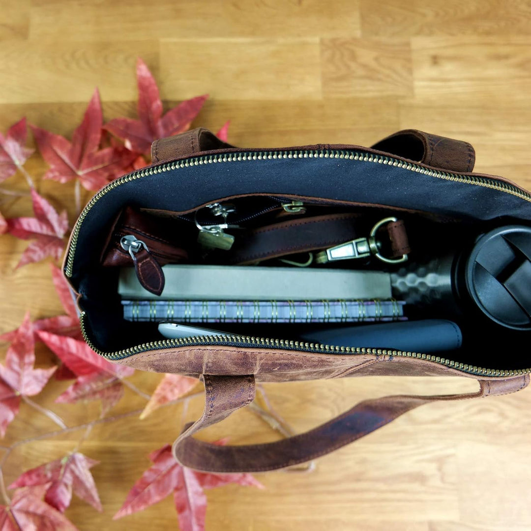 LECONI Shopper Schultertasche Damen Handtasche Ledertasche Natur Henkeltasche aus Leder Damentasche