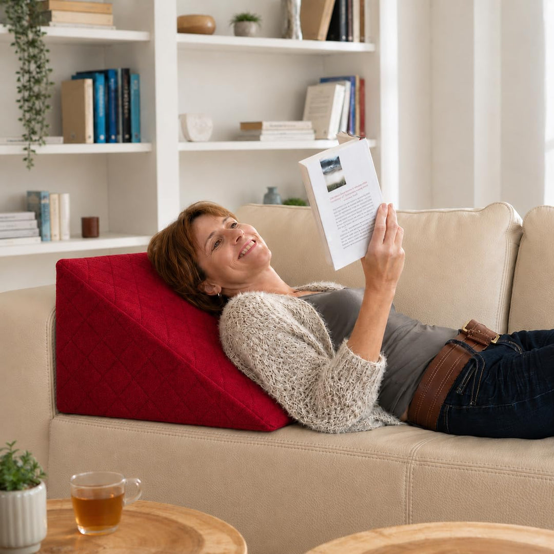 Sabeatex® Rückenkissen, Keilkissen für Couch und Sofa, Lesekissen für bequemes Sitzen. 5 Unifarben f