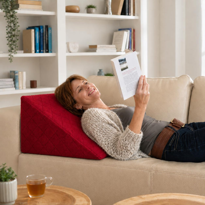 Sabeatex® Rückenkissen, Keilkissen für Couch und Sofa, Lesekissen für bequemes Sitzen. 5 Unifarben f