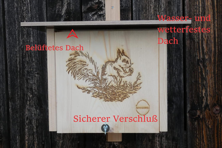 Grosser Premium Eichhörnchen Kobel, Nistkasten, 3 Eingänge, deutsches Qualitätsprodukt handgefertigt