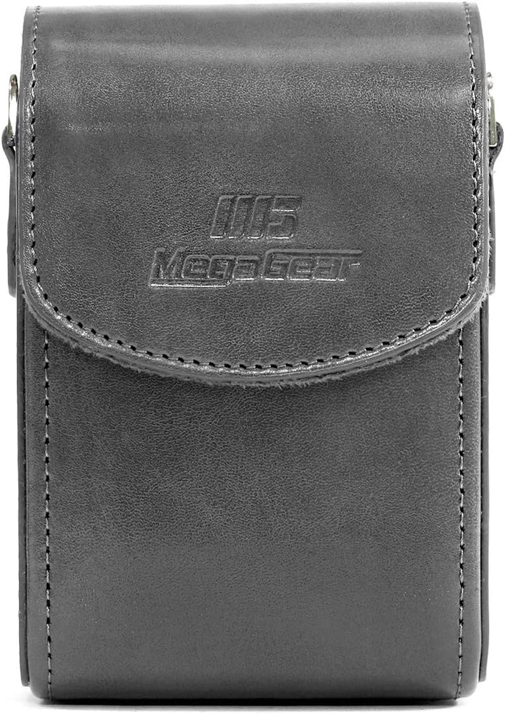 MegaGear MG1433 Panasonic Lumix DC-ZS200, TZ200, Leica C-Lux Leder Kameratasche mit Trageriemen, Gra