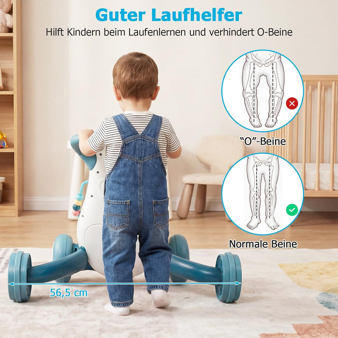 COSTWAY Lauflernwagen Baby, Lauflernhilfe mit Musik & Licht, Laufhilfe mit Formensortierer, Zahnräde