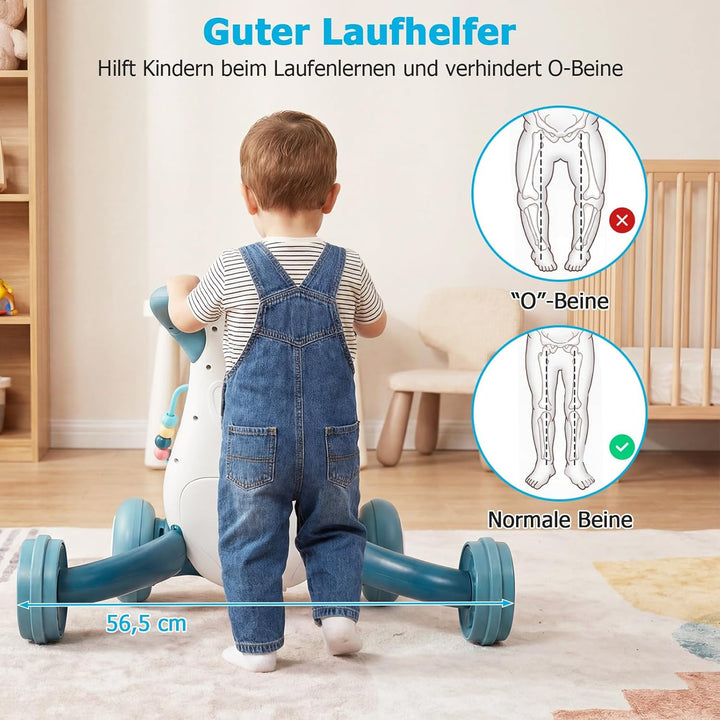 COSTWAY Lauflernwagen Baby, Lauflernhilfe mit Musik & Licht, Laufhilfe mit Formensortierer, Zahnräde