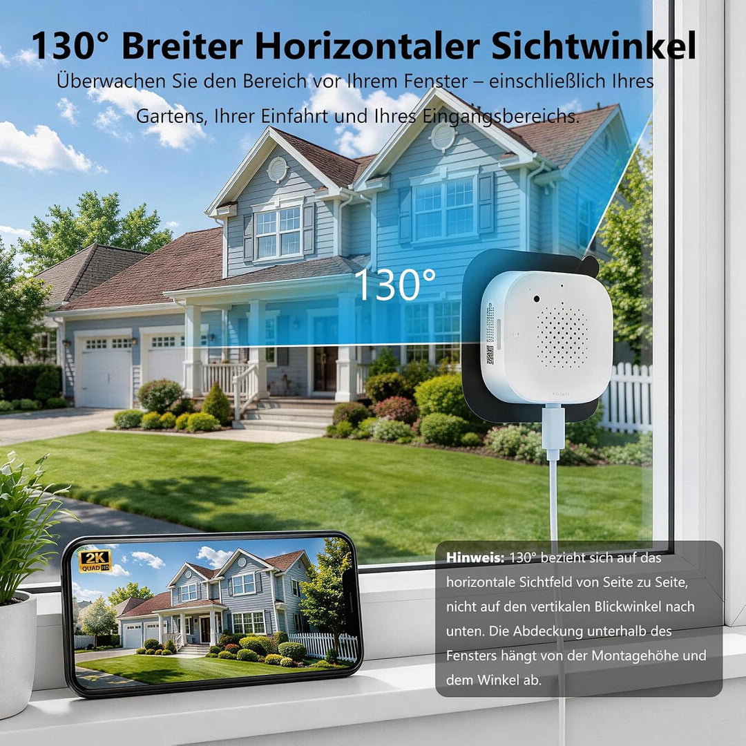 (2 Pack) 2K 3MP Überwachungskamera Innen für Fenster, Fensterkamera mit Farb-Nachtsicht, 5 GHz &amp; 2,4
