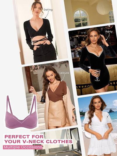 DOBREVA BH Damen ohne Bügel Push Up BHS Soft T Shirt Gepolstert Bustier Nahtlose Sleep 75D Rauchrose