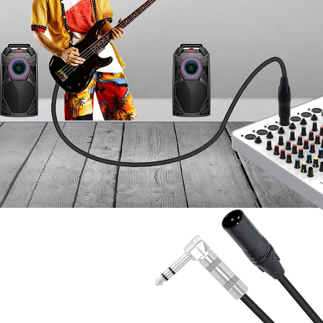 1/4-Zoll-auf-XLR-Kabel, 90 Grad rechtwinklig, 6,35 mm TRS-Stecker auf XLR-Stecker, Stereo-Audio-Mikr