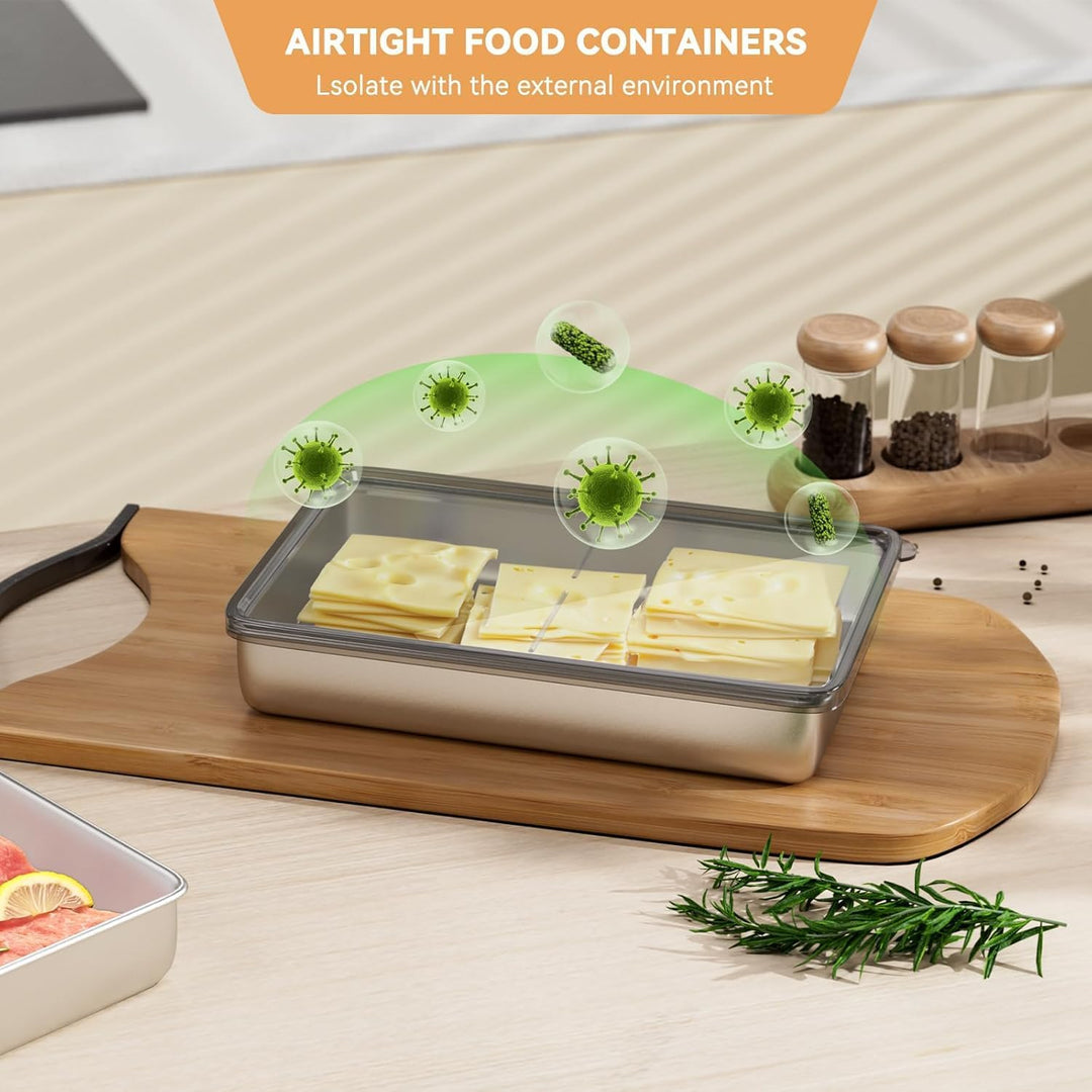 Set mit 3 Aufschnittboxen für Kühlschrank,Wurst Aufbewahrung Kühlschrank,Aufschnittbox,Kühlschrank O
