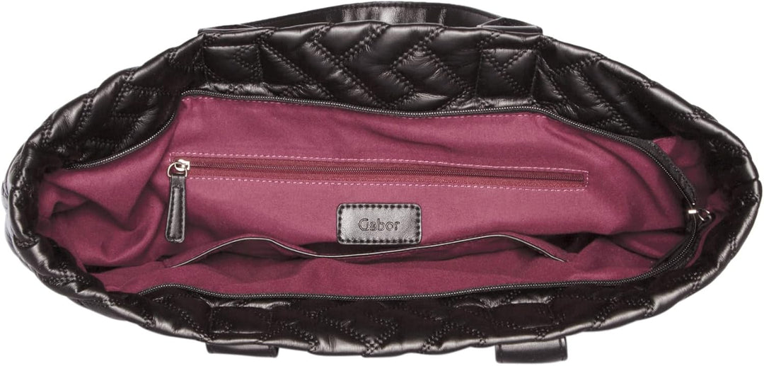 camel active Damen Gabor Bags Haley Shopper Umhängetasche Reissverschluss Gross Silber Schwarz, Schw