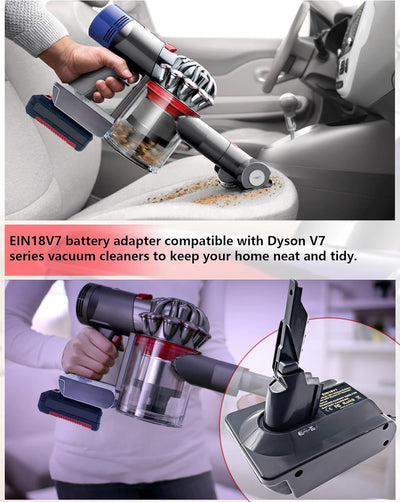 BTRUI V7 Adapter für Einhell 18V Power X Serie Lithium Akku auf für Dyson V7 Animal Fluffy Motorhead