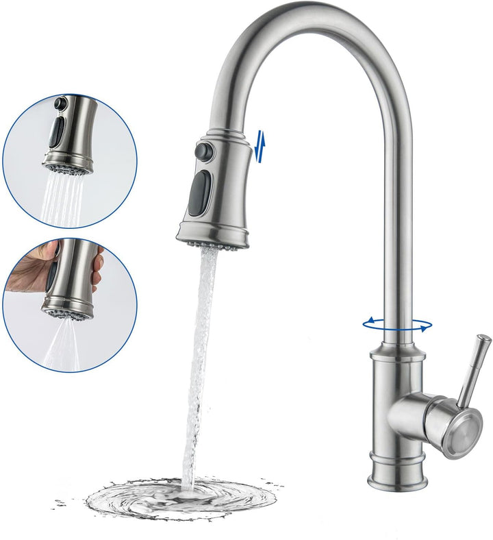 Vintage Wasserhahn Küche Mit Brause Ausziehbar,Küchenarmatur 360°Schwenkbar Spültischarmatur,Einhebe