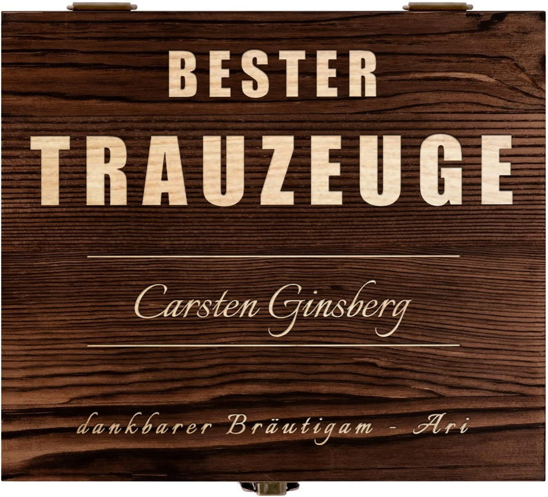 Maverton Whisky Steine Set - in Holzbox mit Gravur - 8 Eiswürfel + 2 Whisky Gläser - wiederverwendba