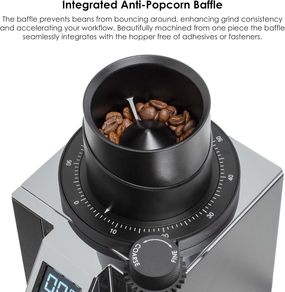 ARO Espresso™ Aluminium-Einzeldosis-Trichter mit Silikonbalg und integriertem Anti-Popcorn-Schaublem