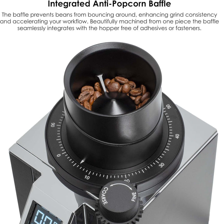 ARO Espresso™ Aluminium-Einzeldosis-Trichter mit Silikonbalg und integriertem Anti-Popcorn-Schaublem