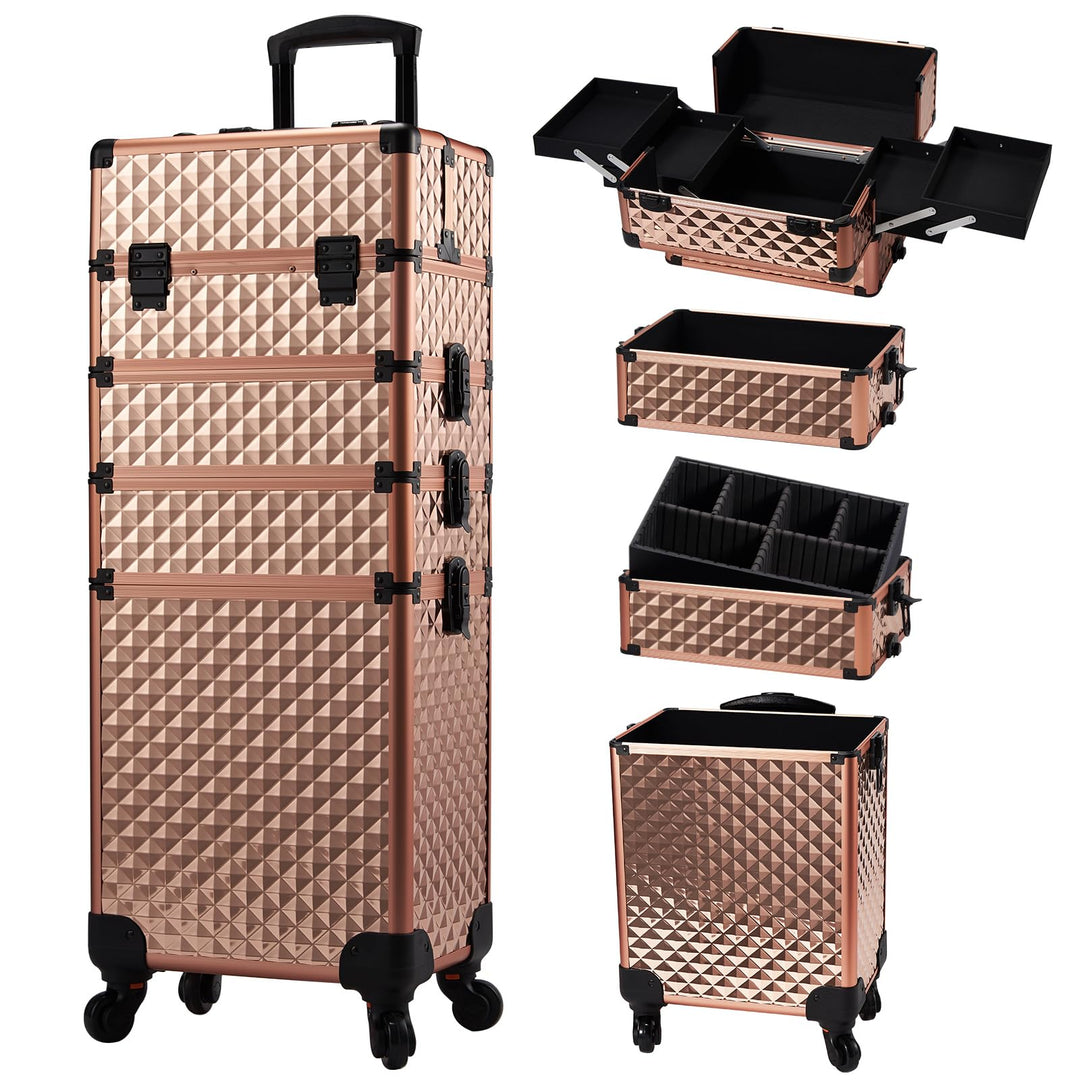 Kosmetikkoffer Trolley 4-in-1 Kosmetikkoffer Gross Kosmetik Trolley Make up Koffer Schminkkoffer mit