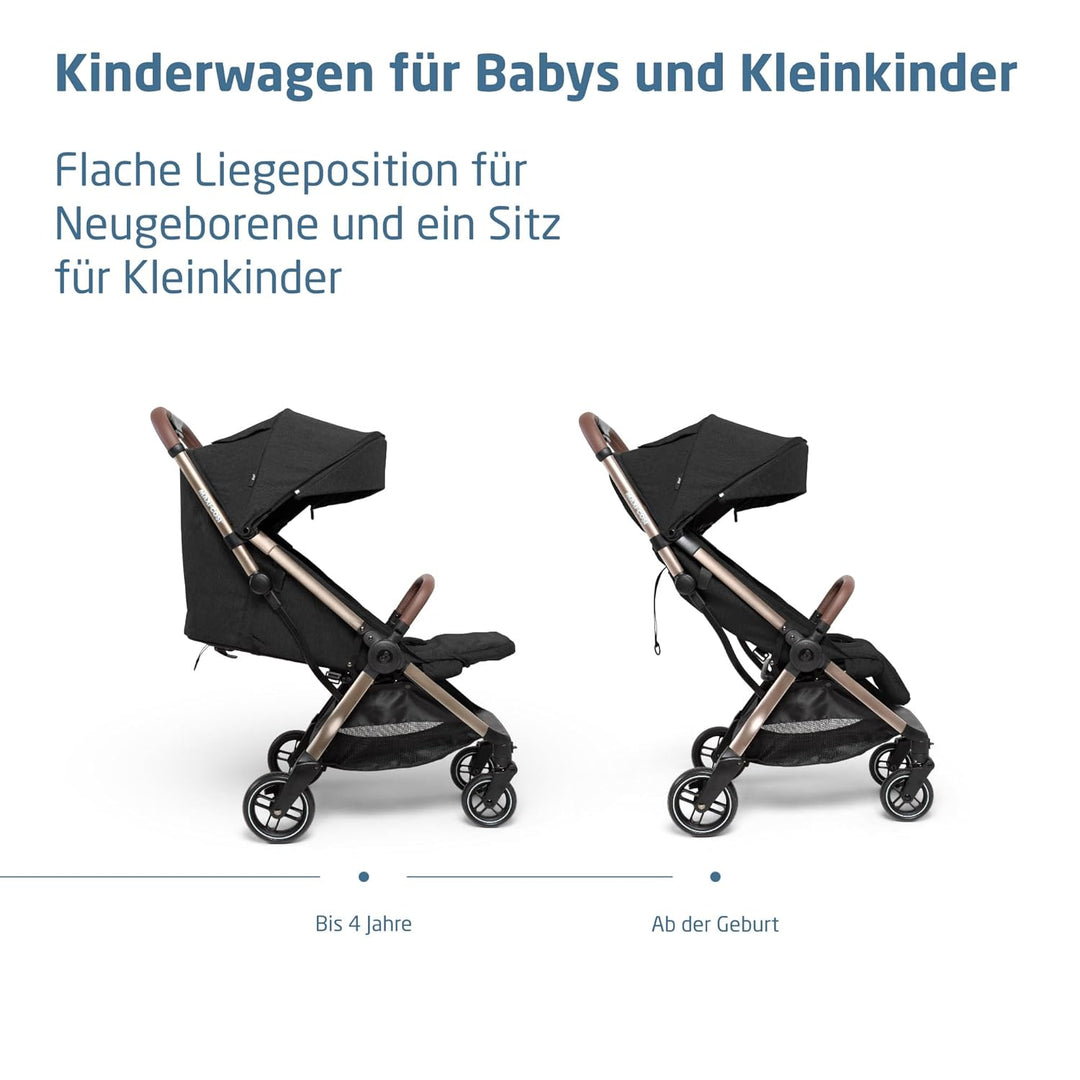 Eva3 Kinderwagen, 0–4 Jahre, 0–22 kg, Baby Kinderwagen, Leicht und kompakt, Flache Liegeposition, 3