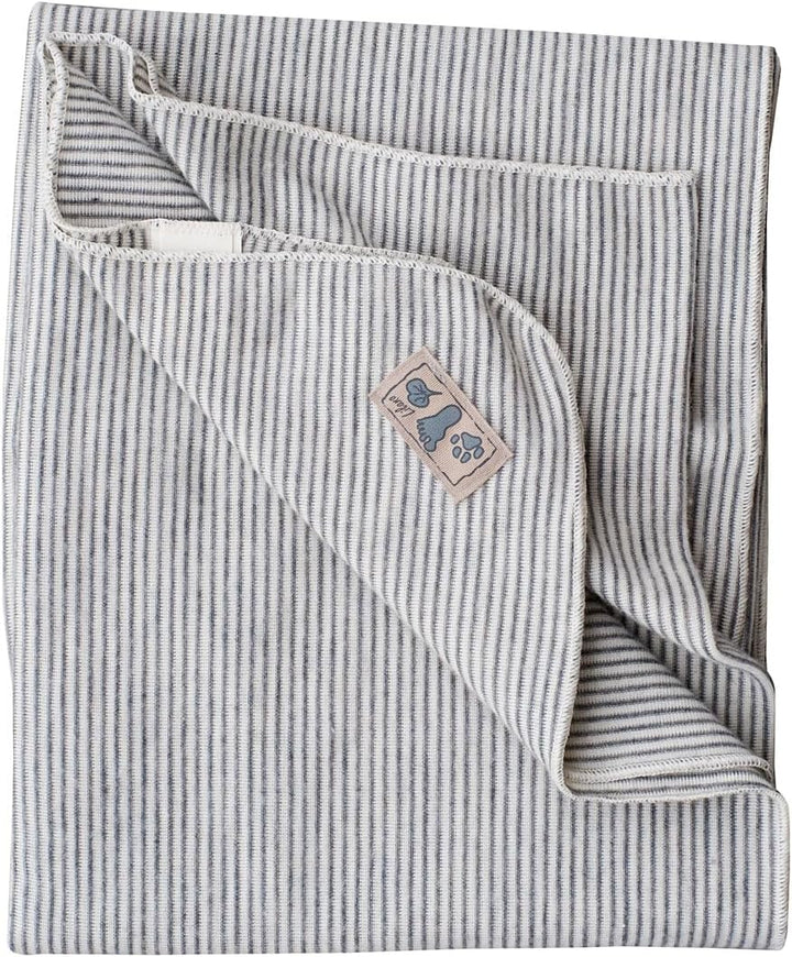Lilano, Leichte Merino/Seide Ringel Babydecke, 70% Wolle (KBA), 30% Seide, 210Gr./m² (Grau Geringelt