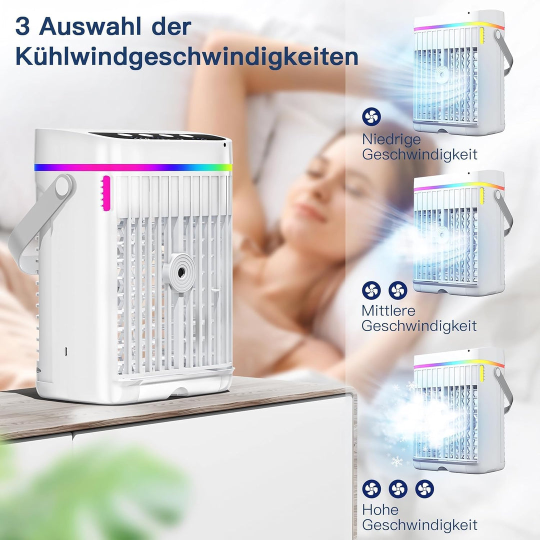 Mobile Klimaanlage, 4 in 1 Mini Klimaanlage mit Kühlen Nebel, Klimaanlage Mobil, klimagerät ohne abl