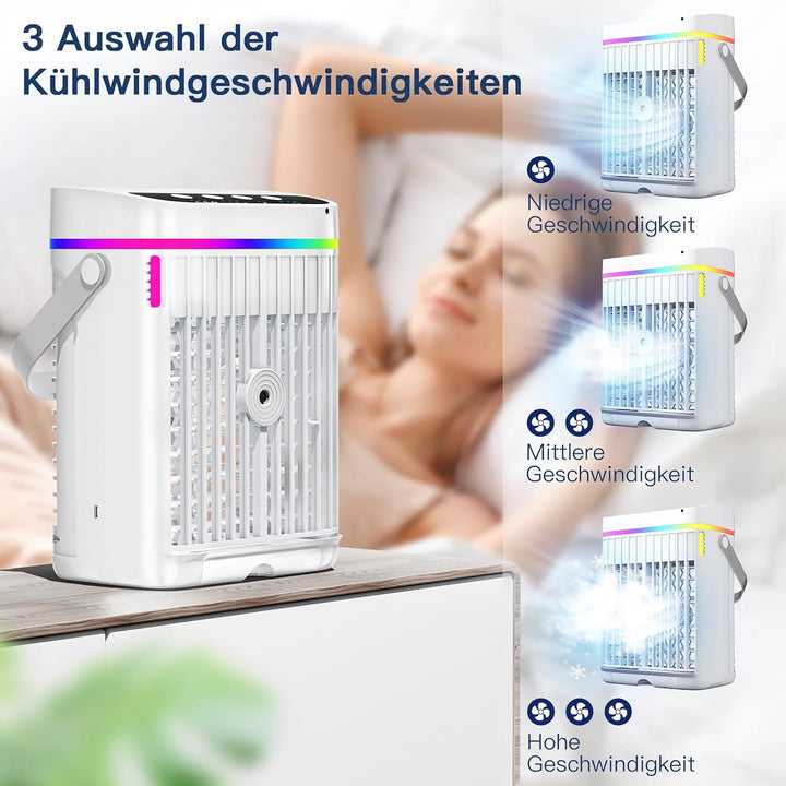 Mobile Klimaanlage, 4 in 1 Mini Klimaanlage mit Kühlen Nebel, Klimaanlage Mobil, klimagerät ohne abl