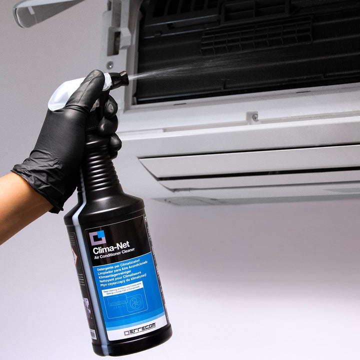 ERRECOM Kit zur Reinigung der Klimaanlage, enthält 1-L Clima-Net Reiniger für Klimaanlagen, Filter,