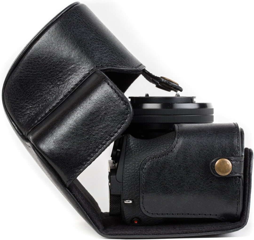 MegaGear Sony Alpha A6500 (16-50 mm) Ever Ready Echtleder Kamera-Case mit Trageriemen und Batteriezu