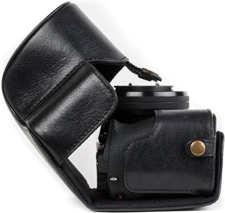 MegaGear Sony Alpha A6500 (16-50 mm) Ever Ready Echtleder Kamera-Case mit Trageriemen und Batteriezu